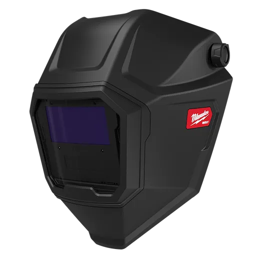 Black BOLT Auto Darkening Welding Hood with a dark viewing lens on a plain white background.