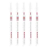 4" 6 TPI Bi-Metal Jig Saw Blade (5 PK) set with red and grey markings. The blades have white background and jagged teeth.