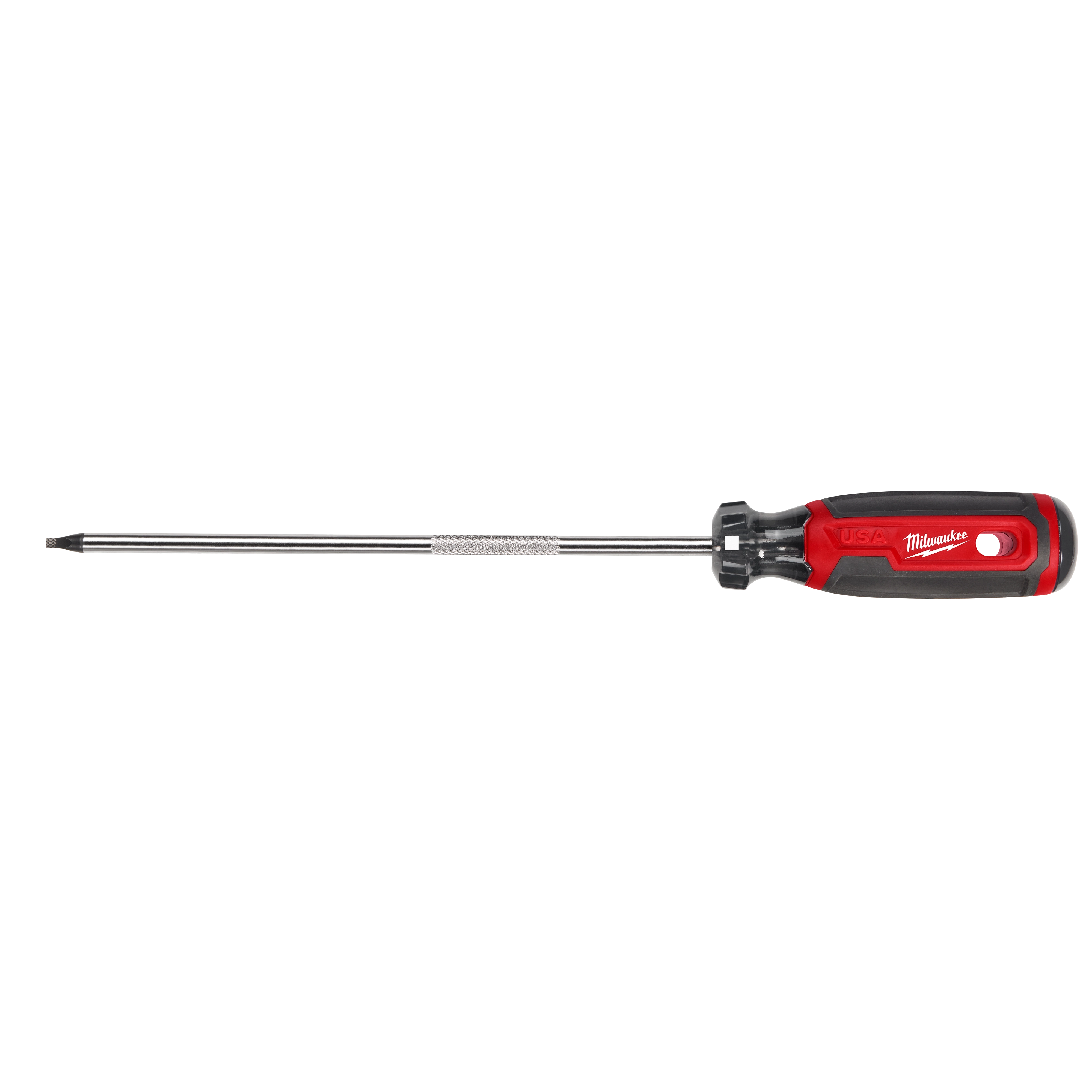 #2 Square 8" Cushion Grip Screwdriver (USA) with a black and red ergonomic handle, a chrome-plated shaft, and a cushioned grip for comfort.