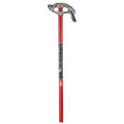3/4" EMT Aluminum Conduit Bender with a red handle and metallic head, featuring angle and bend markings for precision.