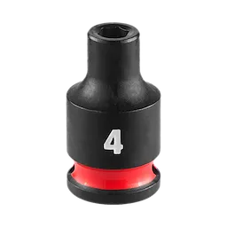 SHOCKWAVE Impact Duty 1/4" Drive 4MM Standard Impact Socket, black with a red ring and white "4" marking.
