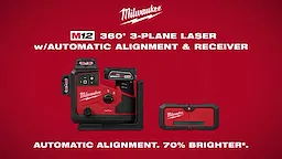 Milwaukee® M12™ Green 360° 3-Plane Laser wAutomatic Alignment & Receiver