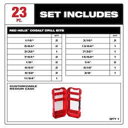 RED HELIX™ Cobalt Drill Bit Set - 23PC