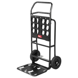 PACKOUT Hand Truck with foldable base plate and two rear wheels on a plain background.