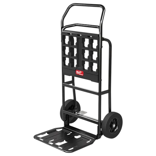 PACKOUT Hand Truck with foldable base plate and two rear wheels on a plain background.