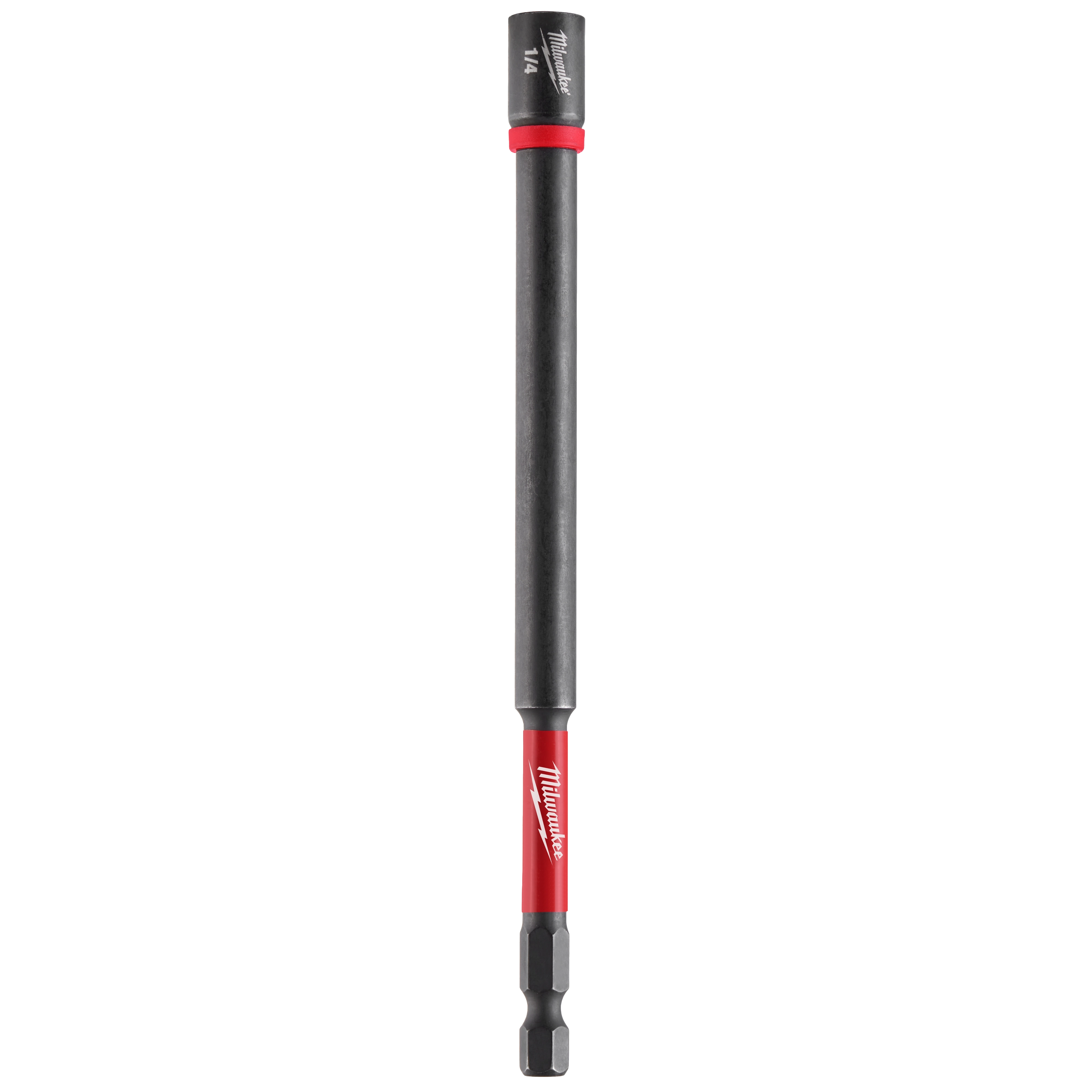 SHOCKWAVE Impact Duty 1/4" x 6" Magnetic Nut Driver with red and black handle, hex shank, and magnetic tip.