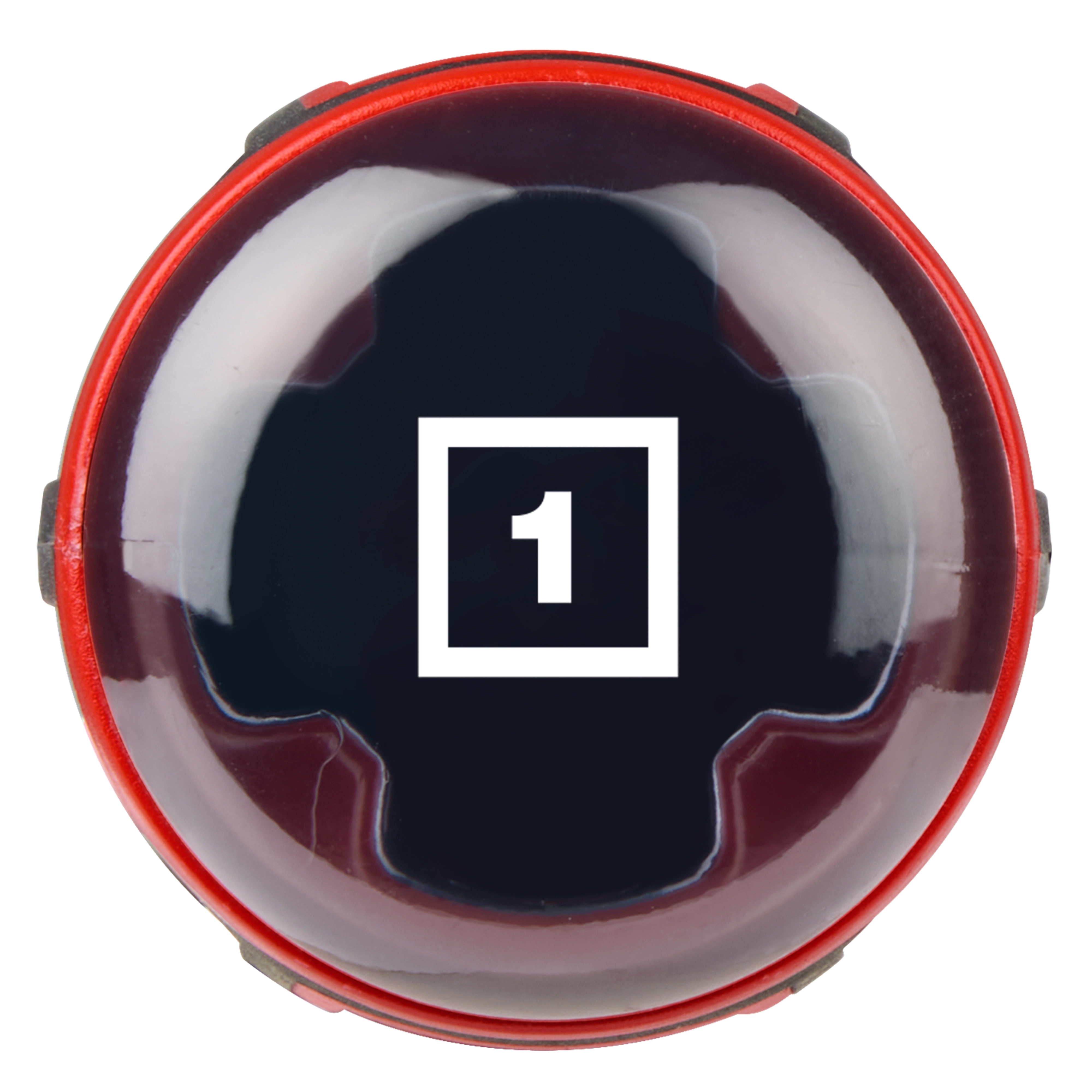 Top view of the %231%20Square%203%22%20Cushion%20Grip%20Screwdriver%20%28USA%29 handle, featuring a red and black design with the number 1 inside a white square.