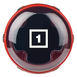 Top view of the %231%20Square%203%22%20Cushion%20Grip%20Screwdriver%20%28USA%29 handle, featuring a red and black design with the number 1 inside a white square.