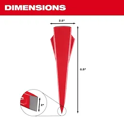 Red 5lb Splitting Wedge centered on white background with labeled dimensions 8.5 by 2.5 inches.