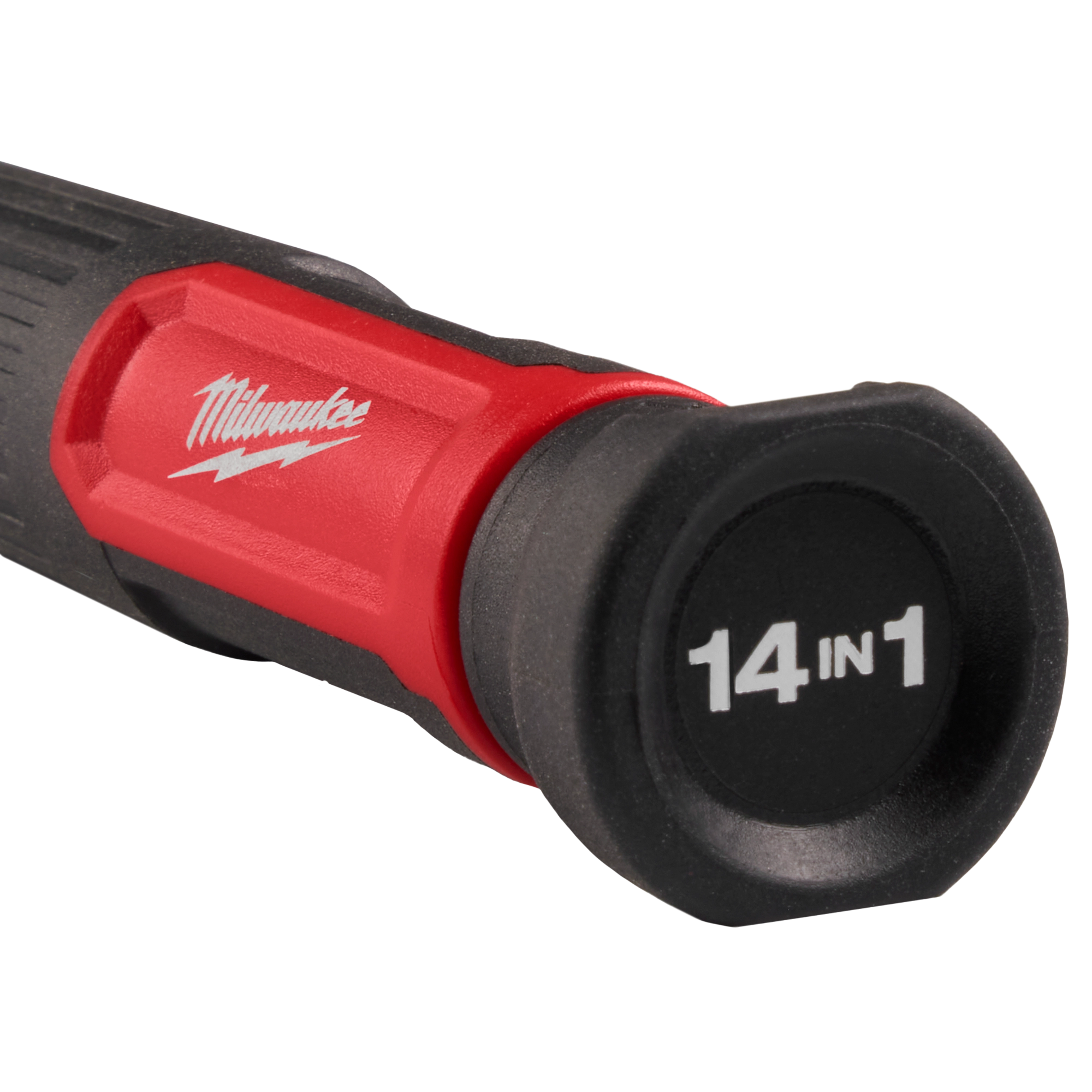 14-in-1 Precision Multi-Bit Screwdriver with red and black handle, featuring storage for multiple screwdriver bits.