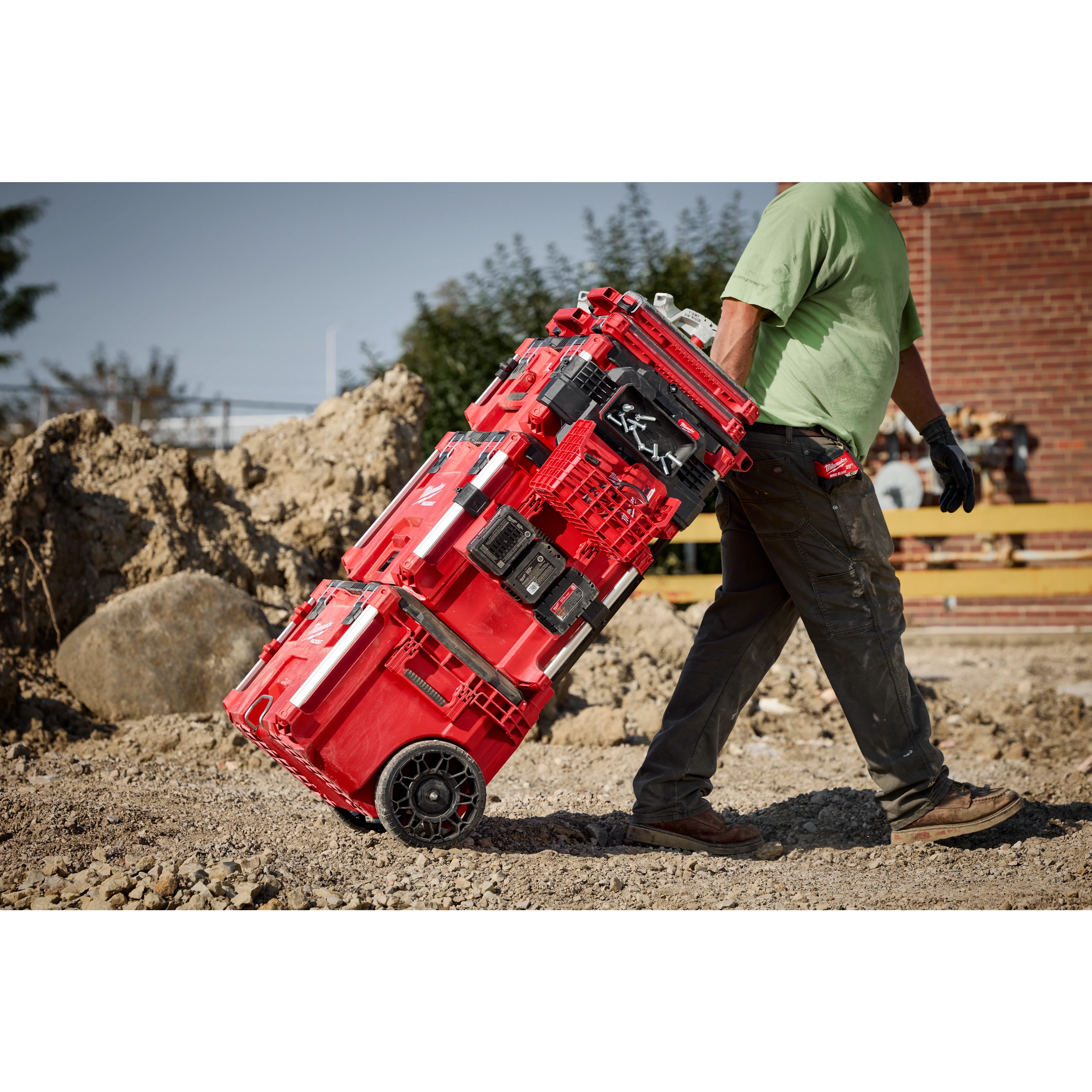 Milwaukee PACKOUT 3-Piece Rolling Tool Box Bundle – Model 48-22-84KIT1, Red