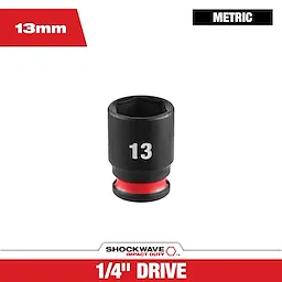 SHOCKWAVE Impact Duty 1/4" Drive 13MM Standard 6 Point Socket centered on a white background.