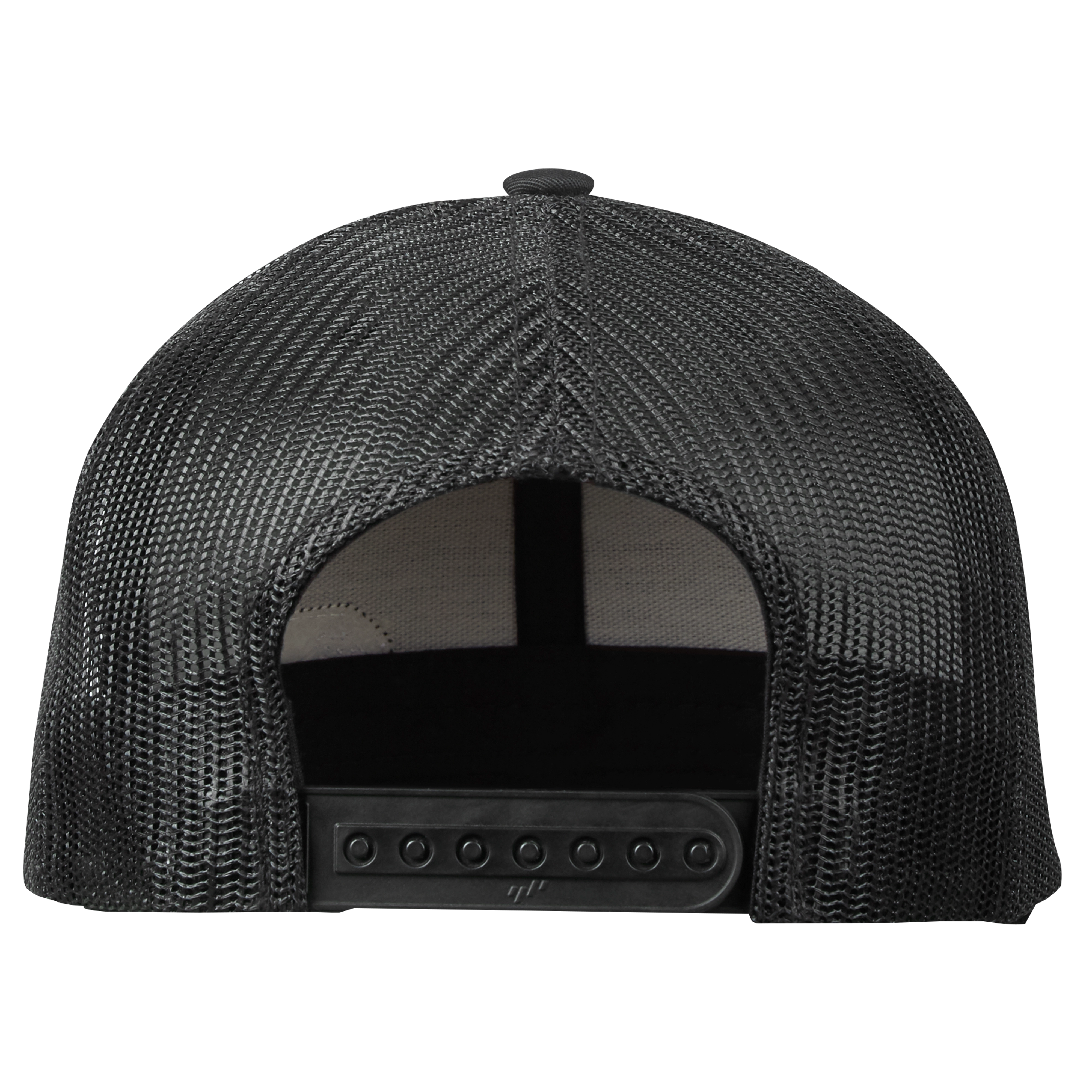 Brown GRIDIRON Snapback Trucker Hat shown from the back, featuring a black adjustable snap closure and black mesh material.