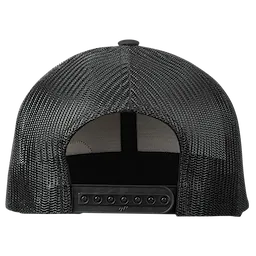 Brown GRIDIRON Snapback Trucker Hat shown from the back, featuring a black adjustable snap closure and black mesh material.