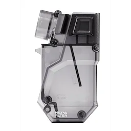 M18 FUEL HAMMERVAC Dedicated Dust Extractor Dust Box with HEPA filter and lid, featuring a transparent casing.