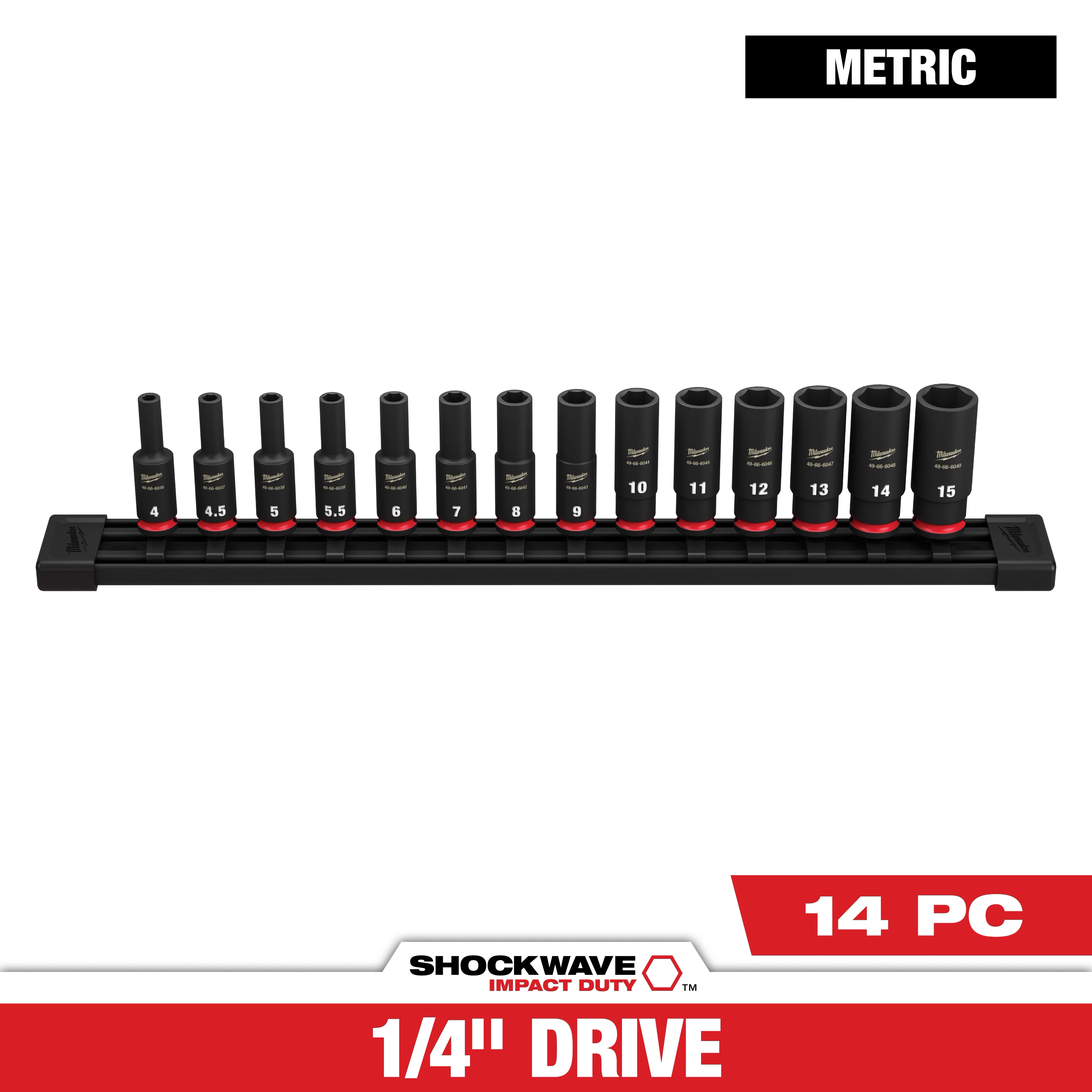 Milwaukee Shockwave Impact Duty 1/4" Drive SAE Socket Set – 10 Piece (49-66-7000)