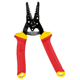 1000V Insulated 10-20 AWG Wire Stripper & Cutter with red and yellow insulated handles and black stripping head.