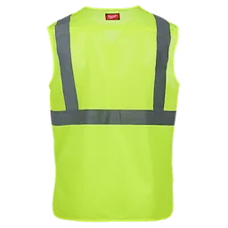(12) Class 2 Women’s Yellow High Visibility Performance Safety Vest​ - S/M shown from the back with reflective stripes.