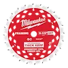 Red 6-1/2” 24T Thick Kerf Framing Circular Saw Blade with silver teeth arranged around the edge.