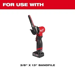 Image of the Milwaukee 3/8” x 13” Bandfile with the text "For Use With"