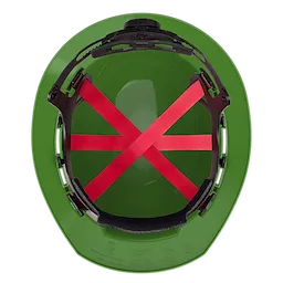 Top view of BOLT Green Full Brim Vented Hard Hat w/6pt Ratcheting Suspension (USA) - Type 1, Class C