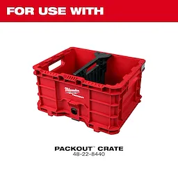 Divider for PACKOUT Crate shown inside a red PACKOUT Crate with product number 48-22-8440. Text above reads "For Use With".