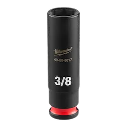 SHOCKWAVE Impact Duty 1/4" Drive 3/8" Deep Impact Socket, black with a red ring at the base, inscribed with "3/8" and "49-66-6017."