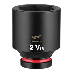 SHOCKWAVE Impact Duty 1" Drive 2-7/16" Deep 6 Point Socket standing upright with size marking visible.
