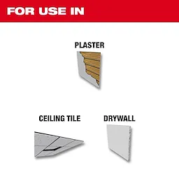 Plaster, Ceiling Tile, and Drywall For Use In graphic displays applicable materials: plaster, ceiling tile, and drywall.