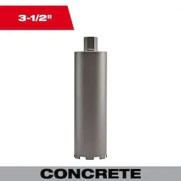 3-1/2" Diamond Ultra Dry Core Bit designed for concrete drilling, featuring a hex shaft and a diamond-coated tip for efficient cutting.