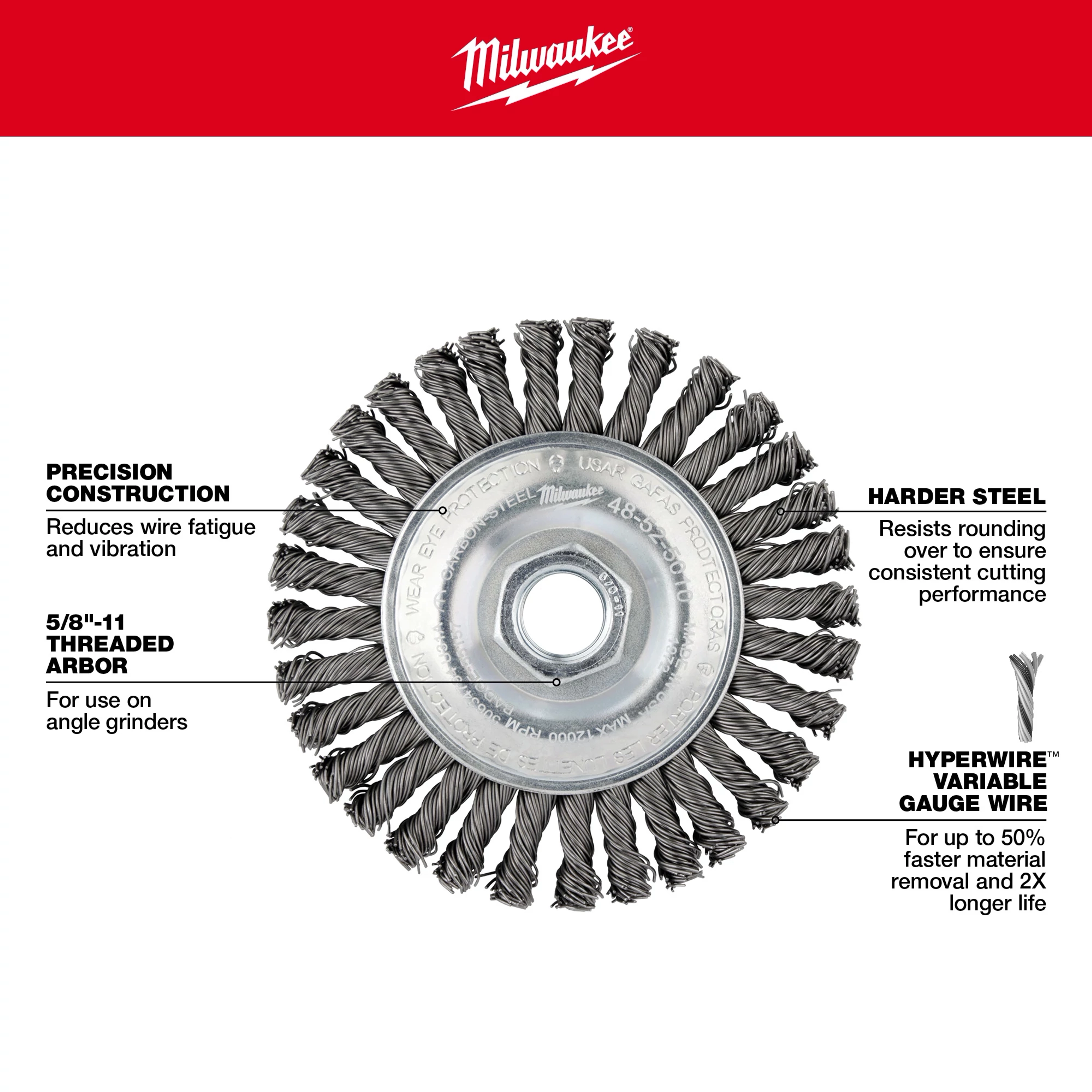 Stringer Bead Wheel - Carbon/Stainless Steel Walk Around features a precision construction, 5/8"-11 threaded arbor, and durable harder steel.