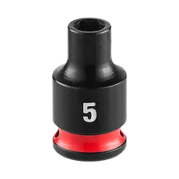 SHOCKWAVE Impact Duty 1/4" Drive 5MM Standard Impact Socket in black with a red ring and a white "5" label.