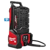 The MX FUEL™ High Cycle Concrete Vibrator Kit by Milwaukee features a red and black design with a handle on top and control buttons at the front. It includes a rechargeable battery and connection ports for attachments.