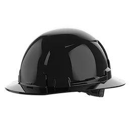 BOLT Black Full Brim Hard Hat w/6pt Ratcheting Suspension (USA) - Type 1, Class E on a plain background