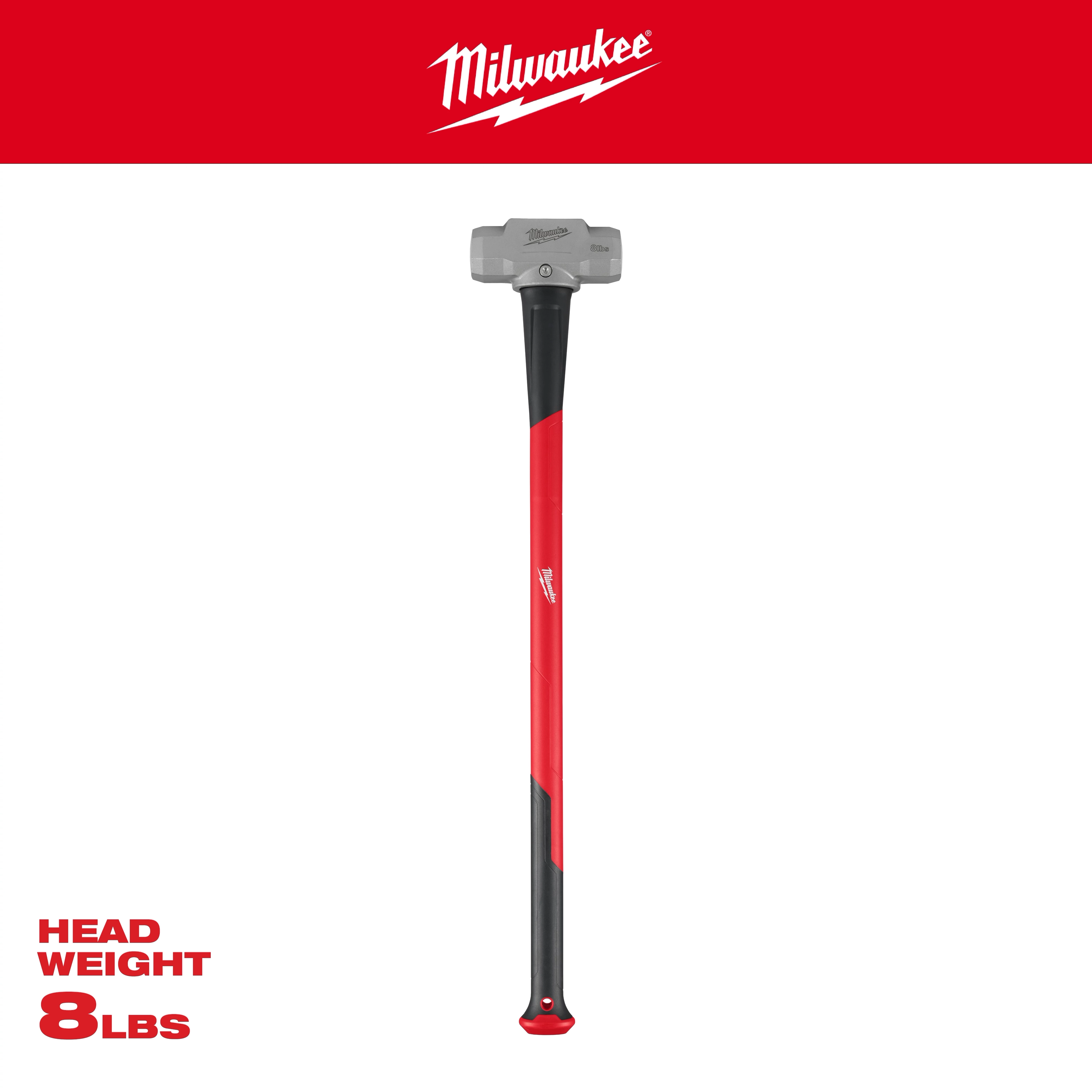 8lb Sledge Hammer (36" Handle) with a red and black handle and 8lb grey head, shown against a white background with red accents.