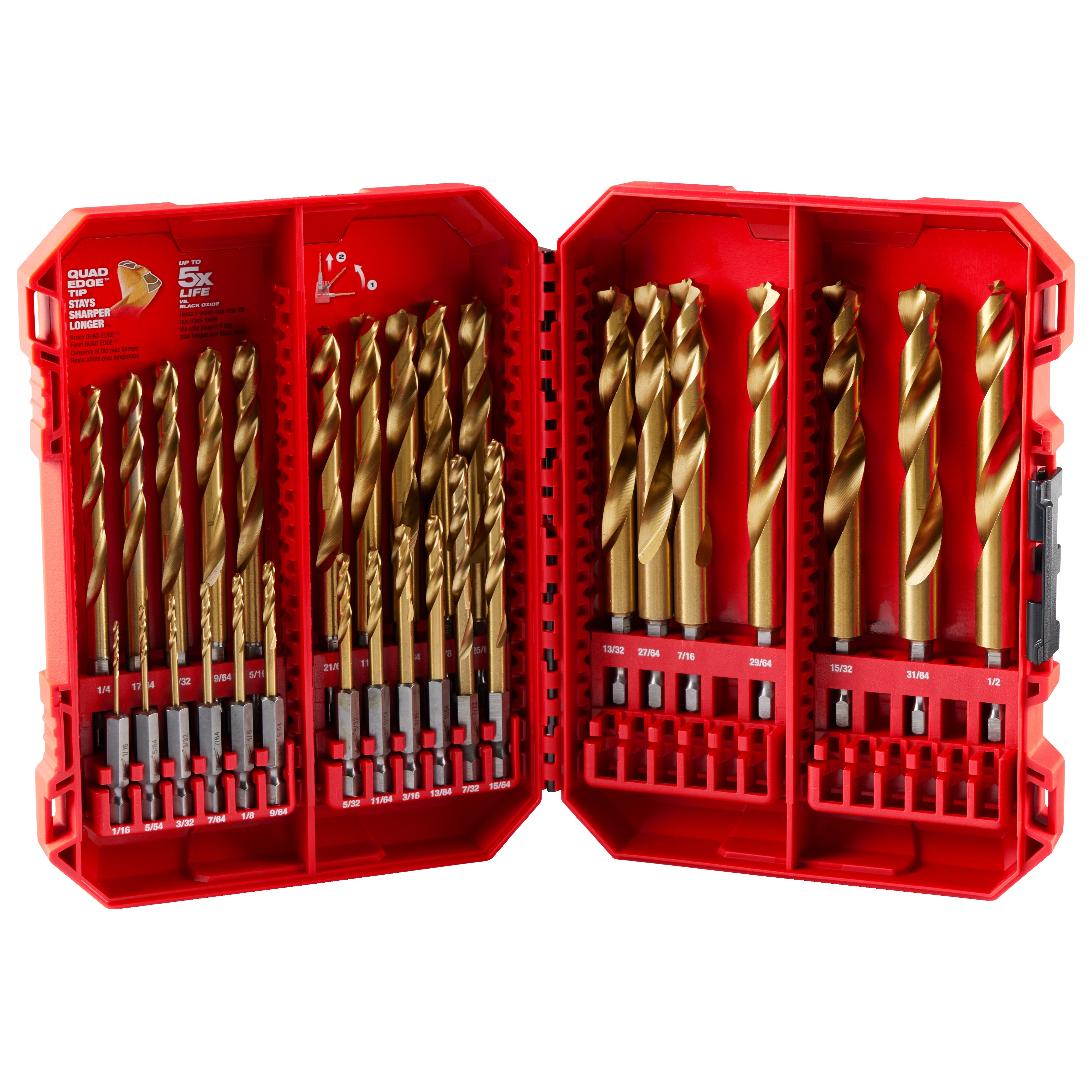 みー SHOCKWAVE Impact Duty™ RED HELIX™ Titanium Drill Bit Set - 29PC