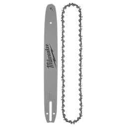 16" x 3/8" Low Profile Pitch, .043" Gauge Saw Chain and Guide Bar Set, featuring a grey guide bar and matching chain.