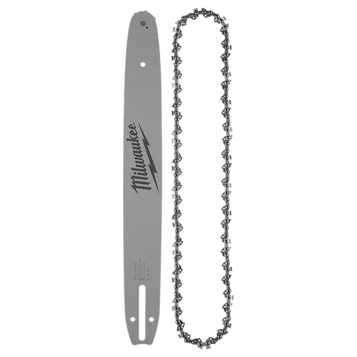 16" x 3/8" Low Profile Pitch, .043" Gauge Saw Chain and Guide Bar Set, featuring a grey guide bar and matching chain.