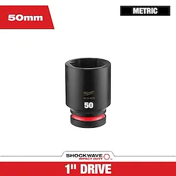 SHOCKWAVE Impact Duty 1" Drive 50MM Deep 6 Point Socket standing centered on a white background.