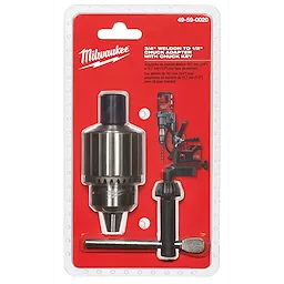3/4" Weldon to 1/2" Chuck Adapter with key in red packaging with drill illustration. Product number 49-59-0020, brand name bold at top.