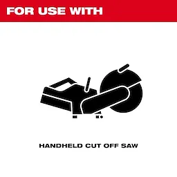 Bonded Abrasives are suitable for use with handheld cut off saws. Image includes a black silhouette of a saw.