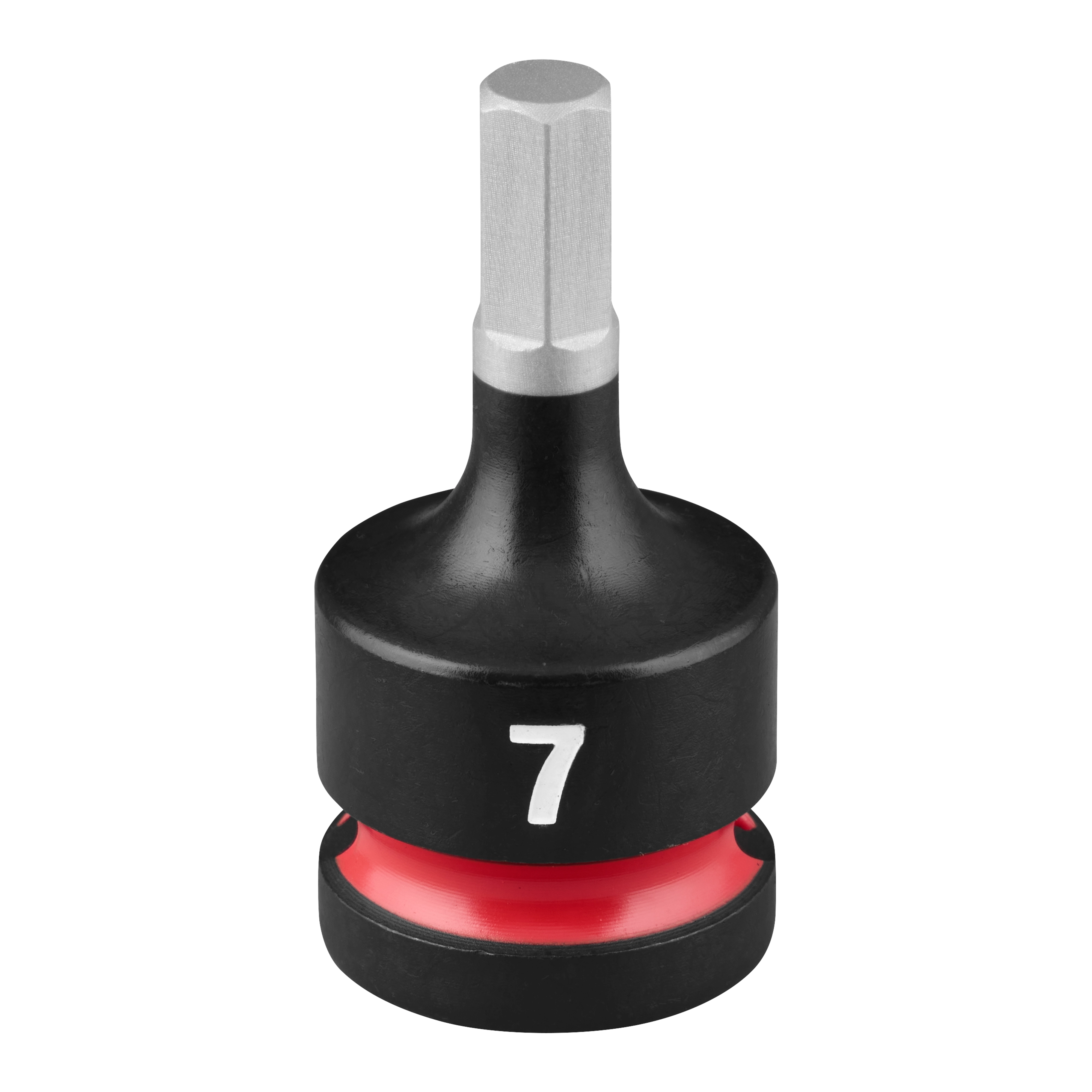 SHOCKWAVE Impact Duty 1/2" Drive 2" Hex 7mm Bit Socket standing upright on a plain background.