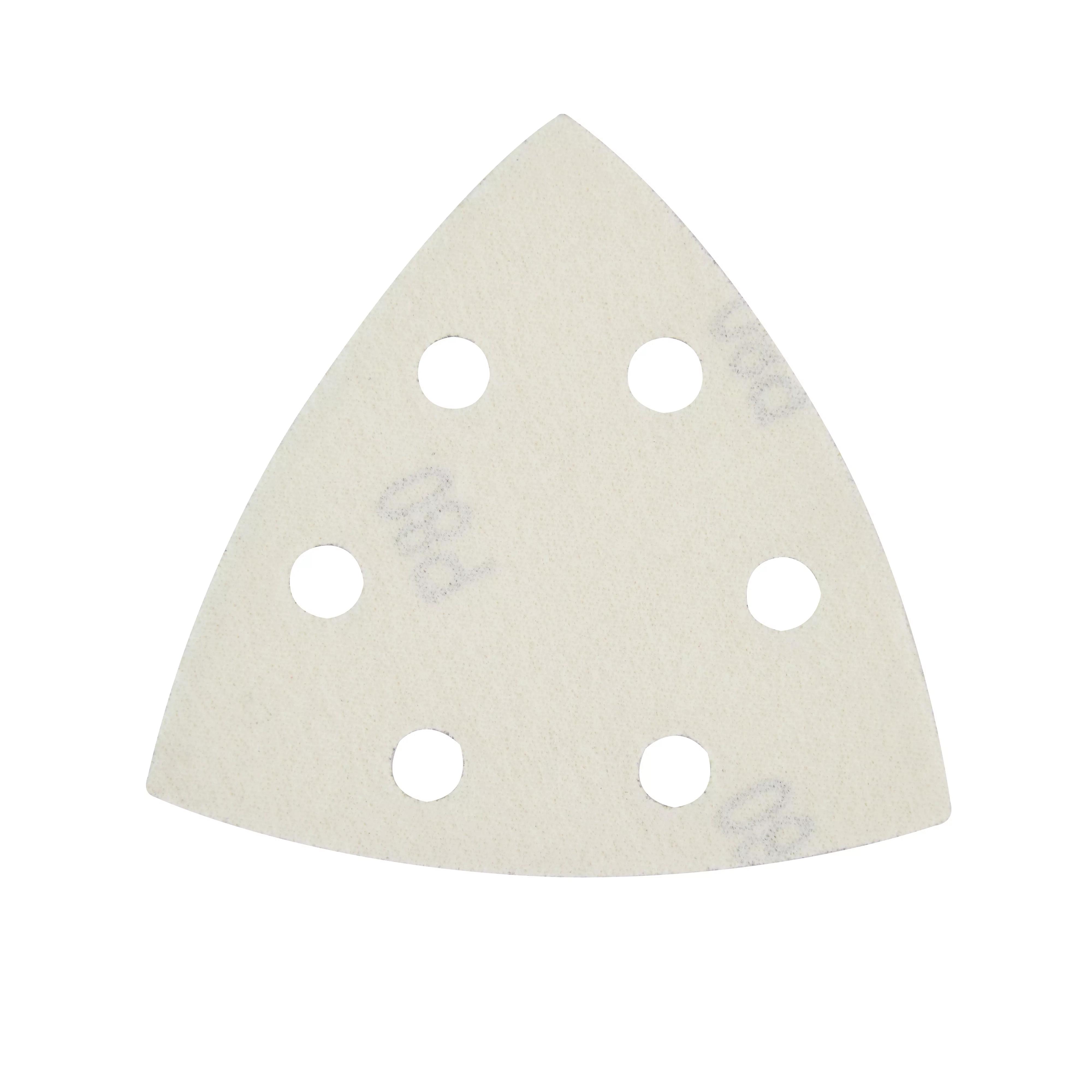 Milwaukee OMT Blades, 80 Grit Sandpaper (6-pack) features a triangular sheet with six perforated holes for efficient dust collection.
