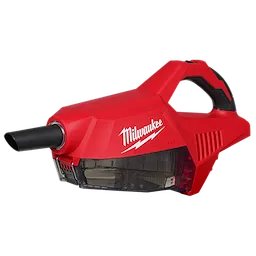 Milwaukee's M18™ Brushless Handheld Vacuum is a compact, red vacuum featuring a black nozzle and handle grip designed for ease of use. It has a clear dust container located beneath the brand's logo. Efficient for quick clean-ups, it utilizes brushless motor technology for extended longevity and performance.