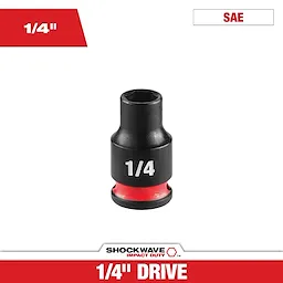 SHOCKWAVE Impact Duty 1/4" Drive 1/4" Standard 6 Point Socket centered on a white background with red accents.