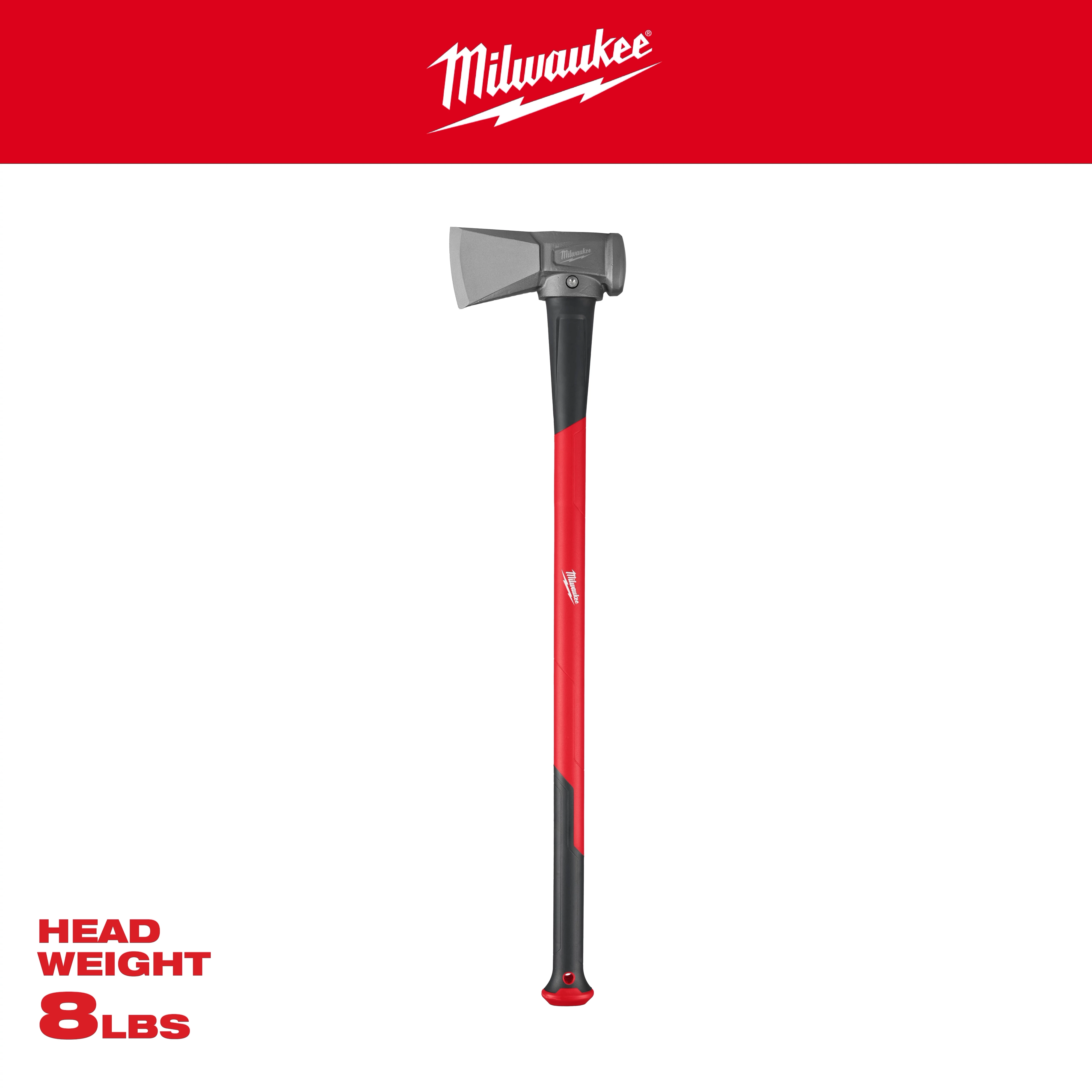 8lb Splitting Maul (36" Handle) with red and black handle, grey head. Head weight is 8 lbs.