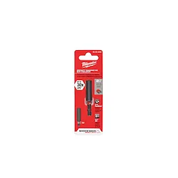 Milwaukee SHOCKWAVE IMPACT MAGNETIC BIT HOLDER in red packaging, featuring a 2.1-inch/61.0 mm bit holder with magnetic properties for secure grip.