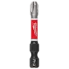 The image shows a SHOCKWAVE™ 2” Impact Duty Phillips #3 Power Bit. It features a red and white Milwaukee logo in the middle and has a black hex shank labeled "PH 3" at the bottom.