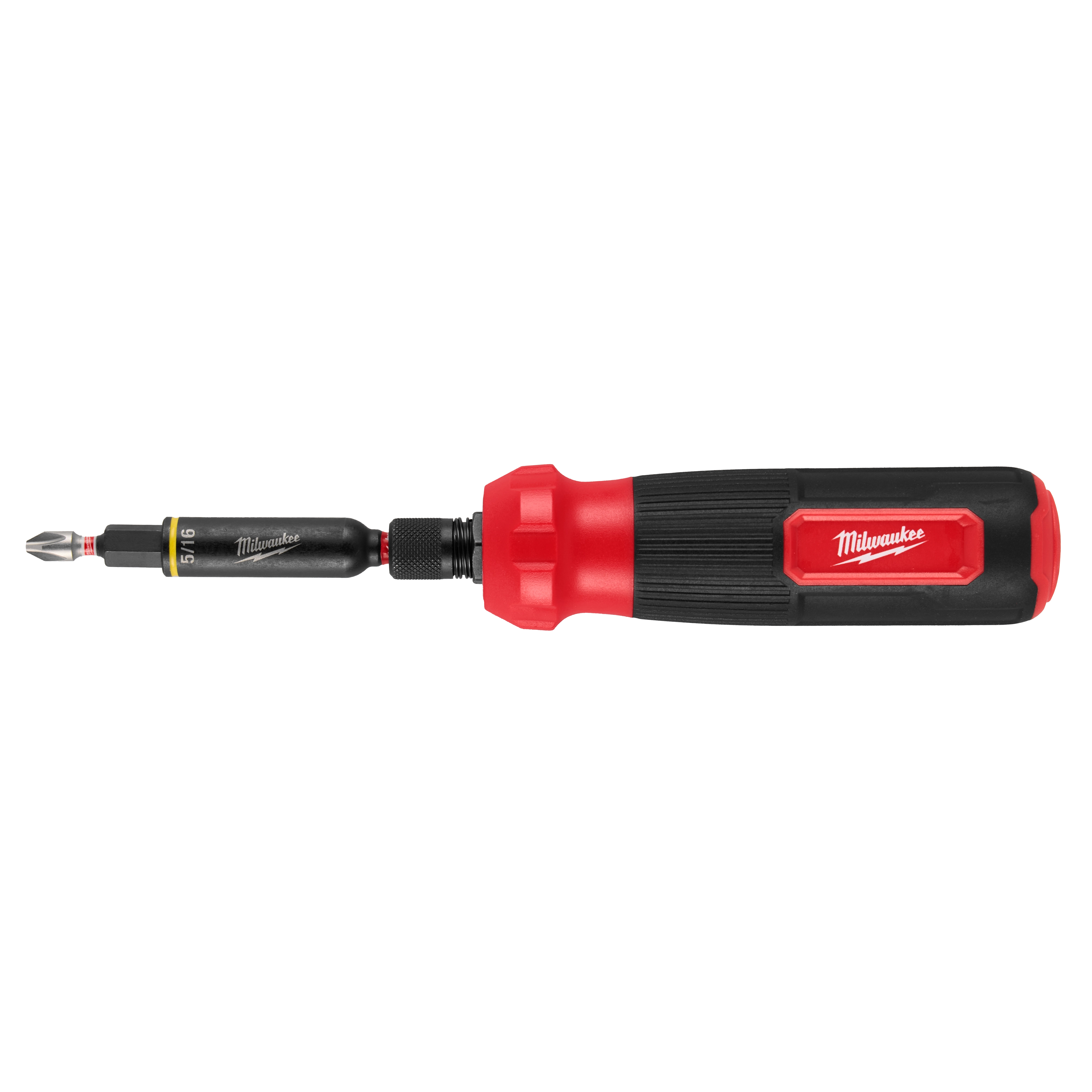 The 8-IN-1 Multi-Bit & Nut Driver with SHOCKWAVE Impact Duty Bits & Nut Drivers features a handle with a detachable bit and nut driver.