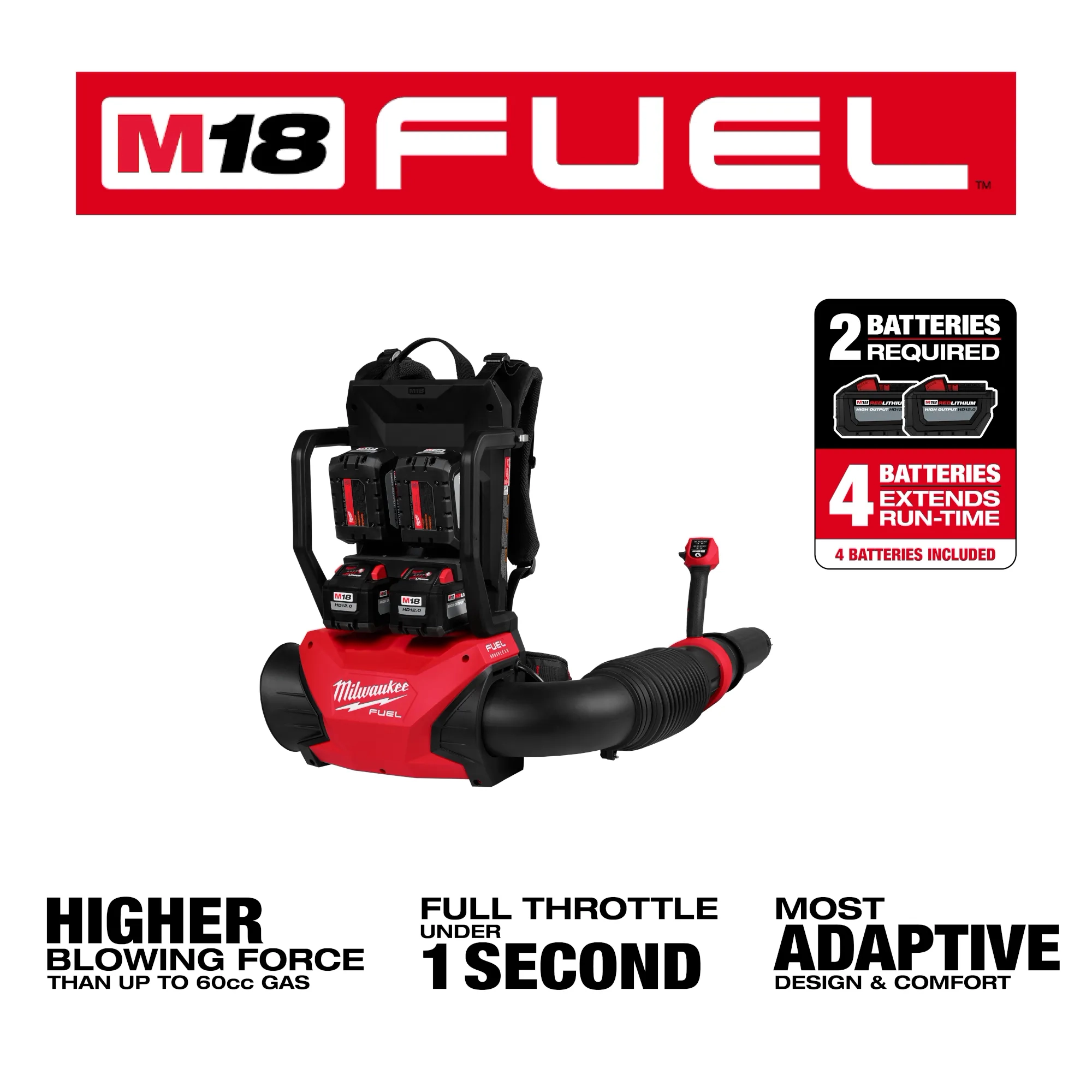 M18 FUEL™ Dual Battery Backpack Blower Kit | Milwaukee Tool